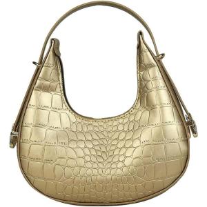 imageVerdusa Womens Metallic PU Leather Handbag Top Handle Hobo Purse Shoulder BagsGold