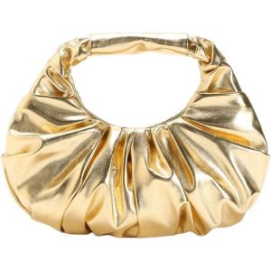 imageVerdusa Womens Metallic Ruched Bags PU Leather Evening Clutch HandbagsGold