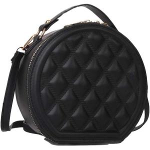 imageVerdusa Womens Quilted Leather Crossbody Bag Top Handle Circle Bag Mini Purse