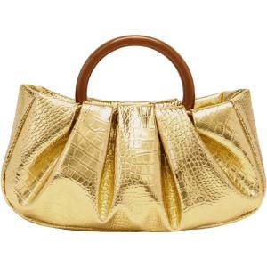 imageVerdusa Womens Ruched Small Handbag Clutch Purse Dumpling Pouch BagGold