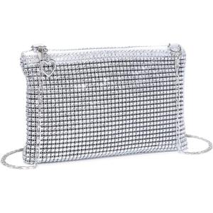 imageVerdusa Womens Shiny Mini Rhinestone Square Bag Sparkle Clutch Purse Wedding Evening Party HandbagsSilver