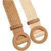 imageVerdusa Womens 2 Pack Buckle Elastic Straw Belts Boho Waist BeltBeige Khaki