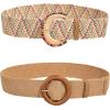 imageVerdusa Womens 2 Pack Buckle Elastic Straw Belts Boho Waist BeltBrown Multi