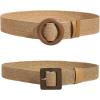 imageVerdusa Womens 2 Pack Buckle Elastic Straw Belts Boho Waist BeltCamel