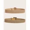 imageVerdusa Womens 2 Pack Buckle Elastic Straw Belts Boho Waist BeltCamel