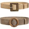 imageVerdusa Womens 2 Pack Buckle Elastic Straw Belts Boho Waist BeltKhaki