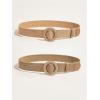 imageVerdusa Womens 2 Pack Buckle Elastic Straw Belts Boho Waist BeltKhaki and Brown