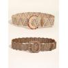 imageVerdusa Womens 2 Pack Buckle Elastic Straw Belts Boho Waist BeltMulti and Brown