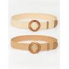 imageVerdusa Womens 2 Pack Buckle Elastic Straw Belts Boho Waist BeltMulticolor