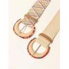 imageVerdusa Womens 2 Pack Buckle Elastic Straw Belts Boho Waist BeltMulticolor and Khaki
