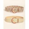 imageVerdusa Womens 2 Pack Buckle Elastic Straw Belts Boho Waist BeltMulticolor and Khaki