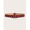 imageVerdusa Womens Double Grommet PU Leather Belt Punk Buckle Waist BeltsRed