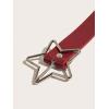 imageVerdusa Womens Double Grommet PU Leather Belt Punk Buckle Waist BeltsRed