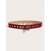 imageVerdusa Womens Double Grommet PU Leather Belt Punk Buckle Waist BeltsRed