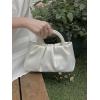 imageVerdusa Womens Evening Purses Pearl Clutch Handbags Leather Ruched Crossbody BagBeige