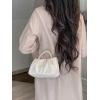 imageVerdusa Womens Evening Purses Pearl Clutch Handbags Leather Ruched Crossbody BagBeige