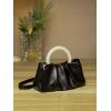 imageVerdusa Womens Evening Purses Pearl Clutch Handbags Leather Ruched Crossbody BagBlack