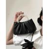 imageVerdusa Womens Evening Purses Pearl Clutch Handbags Leather Ruched Crossbody BagBlack