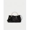 imageVerdusa Womens Evening Purses Pearl Clutch Handbags Leather Ruched Crossbody BagBlack