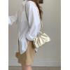 imageVerdusa Womens Evening Purses Pearl Clutch Handbags Leather Ruched Crossbody BagGold