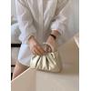 imageVerdusa Womens Evening Purses Pearl Clutch Handbags Leather Ruched Crossbody BagGold