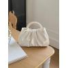 imageVerdusa Womens Evening Purses Pearl Clutch Handbags Leather Ruched Crossbody BagWhite