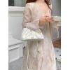 imageVerdusa Womens Evening Purses Pearl Clutch Handbags Leather Ruched Crossbody BagWhite