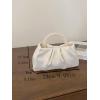 imageVerdusa Womens Evening Purses Pearl Clutch Handbags Leather Ruched Crossbody BagWhite