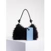 imageVerdusa Womens Fluffy Faux Fur Underarm Bags Fuzzy Shoulder Bag Plush PurseBlack
