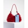 imageVerdusa Womens Fluffy Faux Fur Underarm Bags Fuzzy Shoulder Bag Plush PurseRed