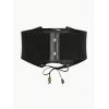 imageVerdusa Womens Leather Corset Belts Lace Up Tied Waspie Belt Retro Waist Cinch BeltBlack