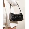 imageVerdusa Womens Metallic Shoulder Bag PU Leather Handbag Top Handle PurseBlack