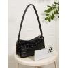imageVerdusa Womens Metallic Shoulder Bag PU Leather Handbag Top Handle PurseBlack