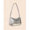 imageVerdusa Womens Metallic Shoulder Bag PU Leather Handbag Top Handle PurseSilver
