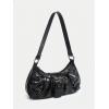 imageVerdusa Womens Y2k Purse Top Handle Shoulder Bag Buckle Punk Hobo Clutch Purses BagsBlack