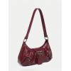 imageVerdusa Womens Y2k Purse Top Handle Shoulder Bag Buckle Punk Hobo Clutch Purses BagsDark Red