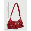 imageVerdusa Womens Y2k Purse Top Handle Shoulder Bag Buckle Punk Hobo Clutch Purses BagsRed