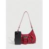 imageVerdusa Womens Y2k Purse Top Handle Shoulder Bag Buckle Punk Hobo Clutch Purses BagsRose Red