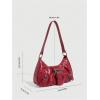 imageVerdusa Womens Y2k Purse Top Handle Shoulder Bag Buckle Punk Hobo Clutch Purses BagsRose Red
