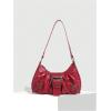 imageVerdusa Womens Y2k Purse Top Handle Shoulder Bag Buckle Punk Hobo Clutch Purses BagsRose Red