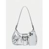 imageVerdusa Womens Y2k Purse Top Handle Shoulder Bag Buckle Punk Hobo Clutch Purses BagsSilver