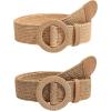 imageVerdusa Womens 2 Pack Buckle Elastic Straw Belts Boho Waist BeltKhaki and Brown