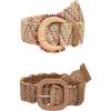 imageVerdusa Womens 2 Pack Buckle Elastic Straw Belts Boho Waist BeltMulti and Brown