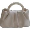 imageVerdusa Womens Evening Purses Pearl Clutch Handbags Leather Ruched Crossbody BagBeige