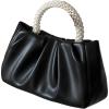 imageVerdusa Womens Evening Purses Pearl Clutch Handbags Leather Ruched Crossbody BagBlack