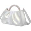 imageVerdusa Womens Evening Purses Pearl Clutch Handbags Leather Ruched Crossbody BagWhite