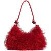 imageVerdusa Womens Fluffy Faux Fur Underarm Bags Fuzzy Shoulder Bag Plush PurseRed