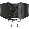 imageVerdusa Womens Leather Corset Belts Lace Up Tied Waspie Belt Retro Waist Cinch BeltBlack