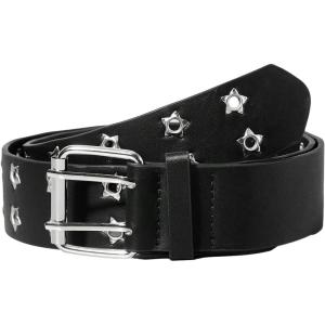 imageVerdusa Womens Double Grommet PU Leather Belt Punk Buckle Waist BeltsBlack