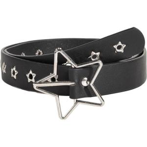imageVerdusa Womens Double Grommet PU Leather Belt Punk Buckle Waist BeltsBlack Star